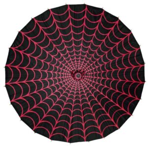 OMBRELLE SPIDERWEB NOIRE ET ROSE KREEPSVILLE