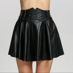 JUPE NOIRE EMO GOTH EN CUIR PU TAILLE S