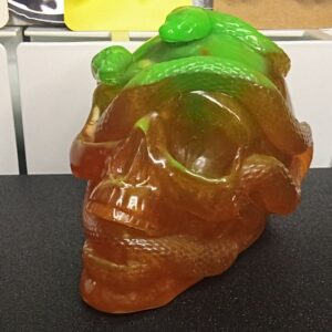DECO SKULL SERPENT GRAND MODELE ORANGE ET VERT PHOSPHO