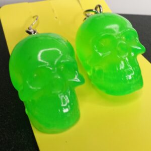 BOUCLES D'OREILLES SKULL VERTE PSYCHO
