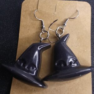 BOUCLES D'OREILLES CHAPEAU DE SORCIERE NOIR