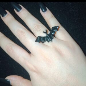 BAGUE CHAUVE-SOURIS NOIRE REGLABLE