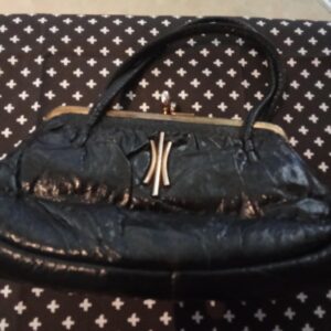 SAC VINTAGE ANNEES 50 CUIR NOIR