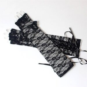 MITAINES GOTHIQUES LACETS NOIR OU POURPRE