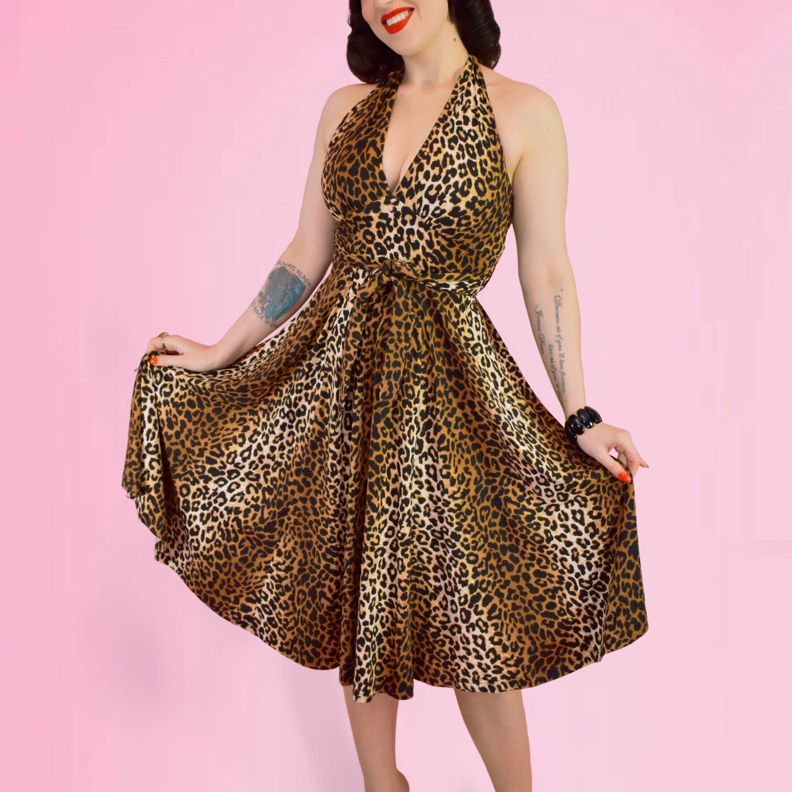 ORLEANS SWING DRESS IN LEOPARD ELLE REBEL