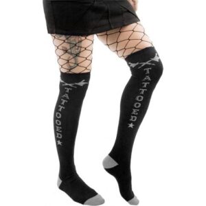 Chaussettes - Sourpuss - 16" au-dessus du genou - Pistolet tatoué Rockabilly