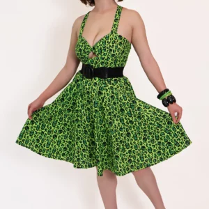 Robe trapèze Franken-Leopard à imprimé léopard vert et noir BONSAI KITTEN