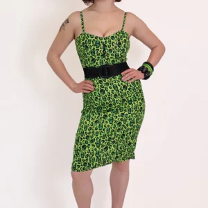 Robe crayon léopard noire et verte Franken-Leopard BONSAI KITTEN
