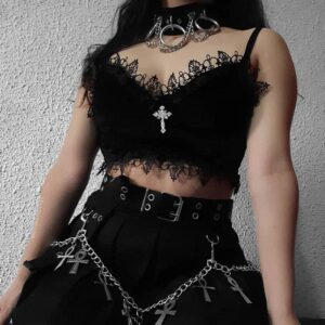 PETIT TOP GOTHIQUE VELOURS NOIR
