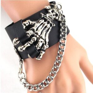 Bracelet chaîne main squelette